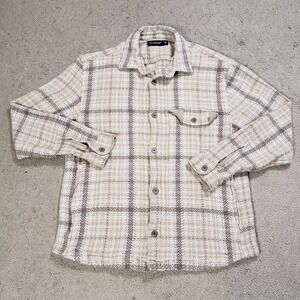 Abercrombie Fitch Flannel Shirt Jacket Men Medium Soft AF Tan Shacket Pockets